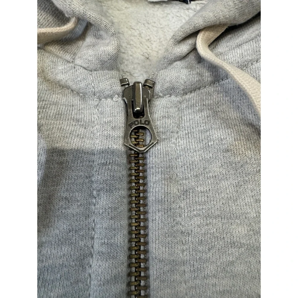 Polo Ralph Lauren Mens XL Heather Gray Full Zip‎ Fleece Hoodie Navy Pony Logo